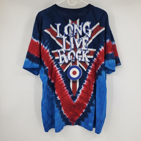 Vintage Liquid Blue The Who Long Live Rock Red and Blue Tie Dye Graphic Shirt 2X - Picture 2 of 10